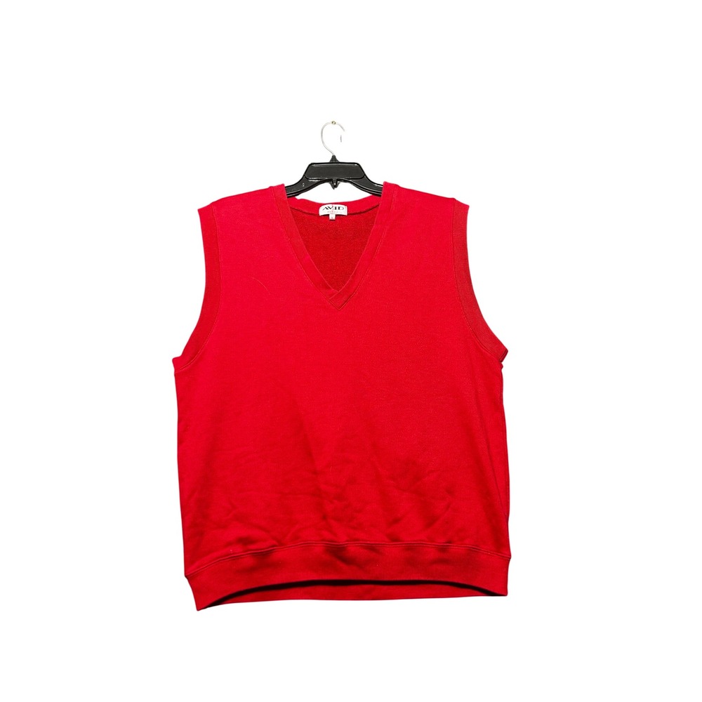 Avid Sweatshirt Vest Mens Large Red Excellent V-Neck Sleeveless Pullover USA